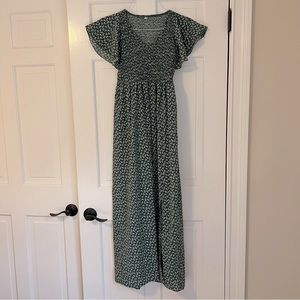 Green floral maternity dress M